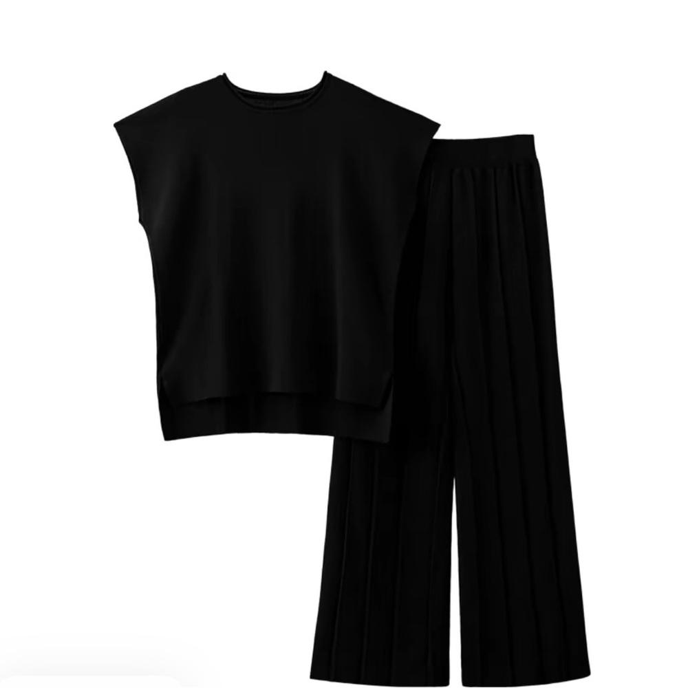 Elegant Black Women's 2 Piece Knit Set